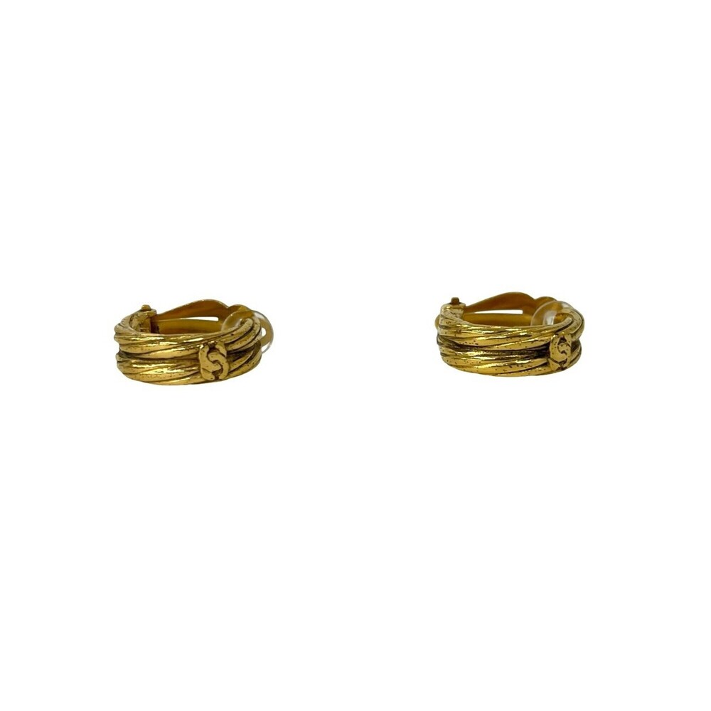 CHANEL Vintage Gold Logo Earrings